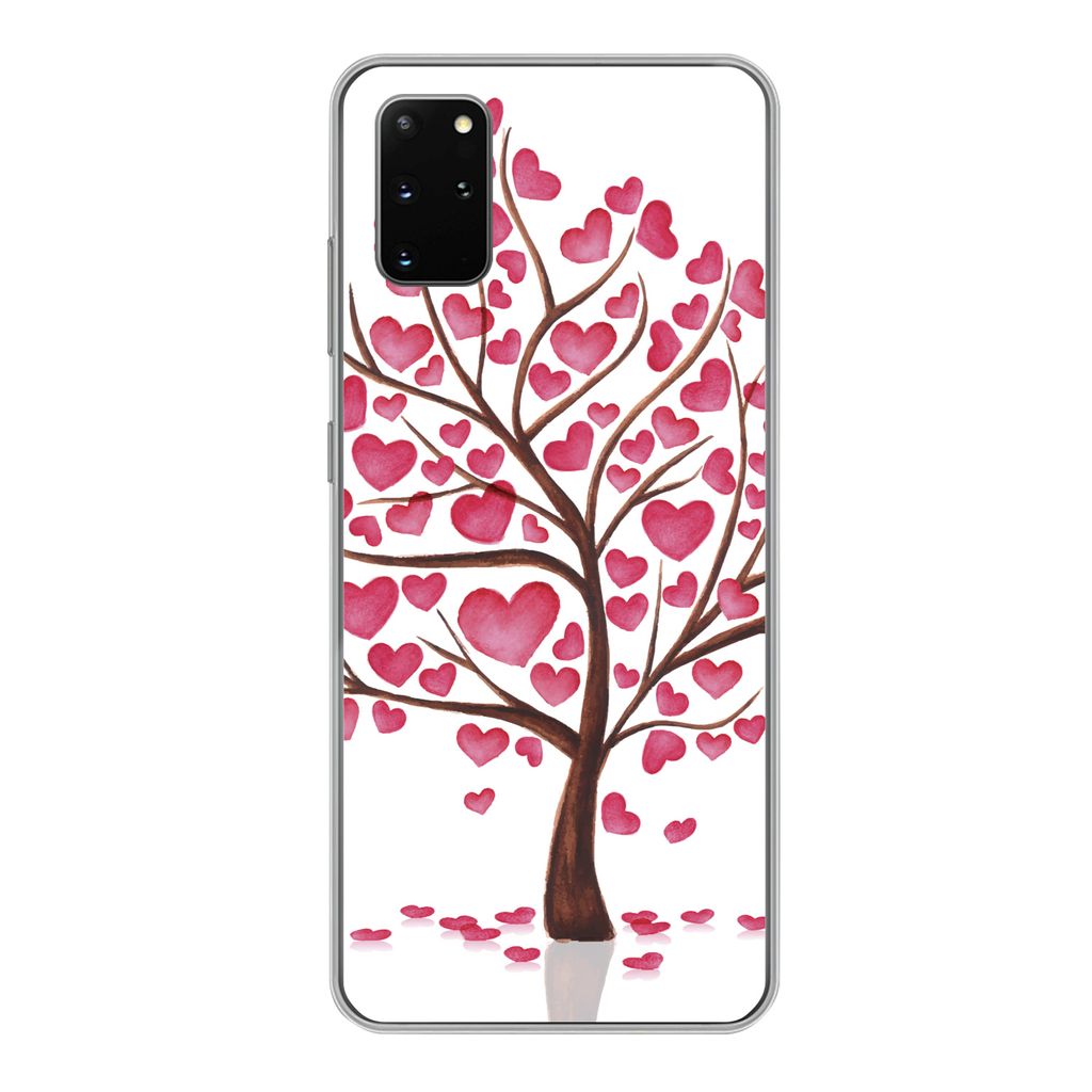 MuchoWow Handyhülle Schutzhülle Hülle für Samsung Galaxy S20 Plus Eine Illustration eines Baumes mit Herzen Silikon Softcase Handy Hülle - H...