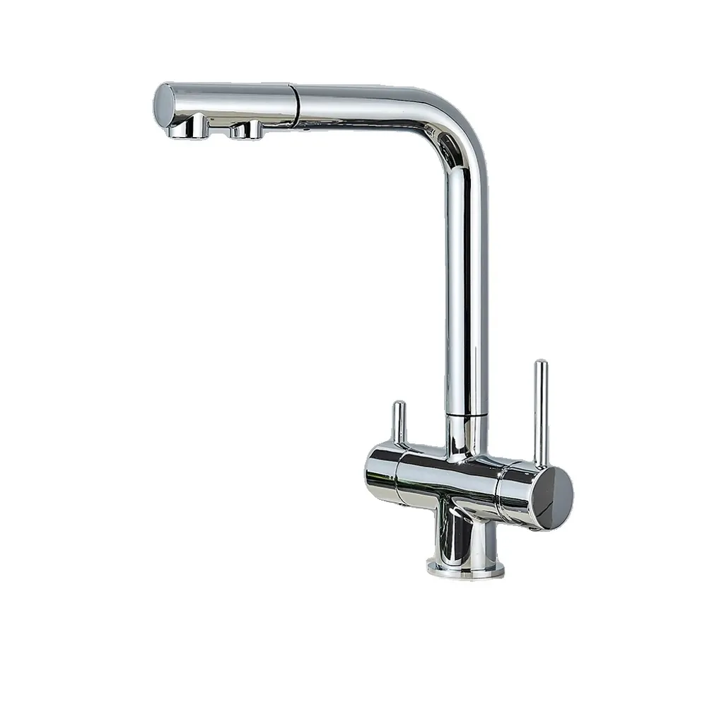 Miscelatore Cucina Soffitto Orientabile 360° Cromo Doppio Supporto