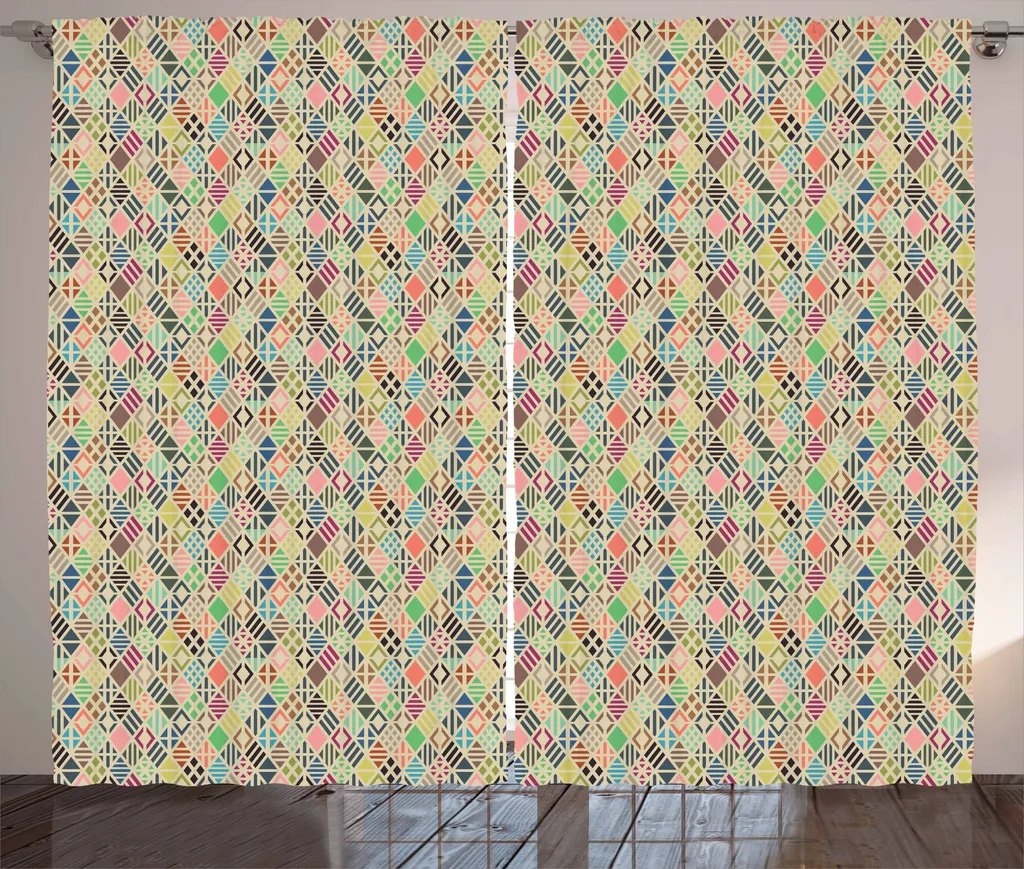 Tenda Soggiorno ABAKUHAUS 280x175 Patchwork Geometrico Multicolore