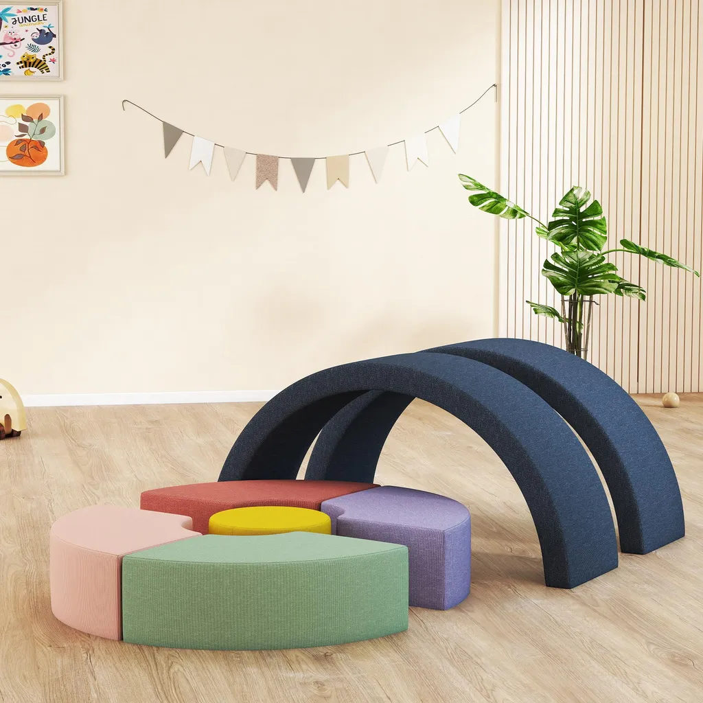 Parcours motricité bébé déhoussable 7 blocs mousse 107x107cm lavable - 4