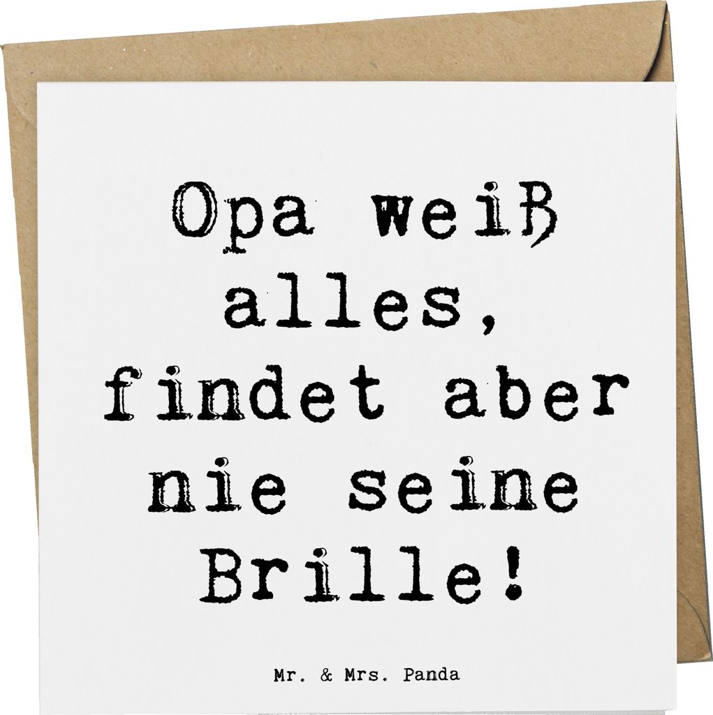 Mr. & Mrs. Panda Grußkarte Spruch Opa Wissen - Weiß - Geschenk, handgemacht, Großvater, Klappkarte, Glückwunschkarte, Lächeln, Großpapa, herz...