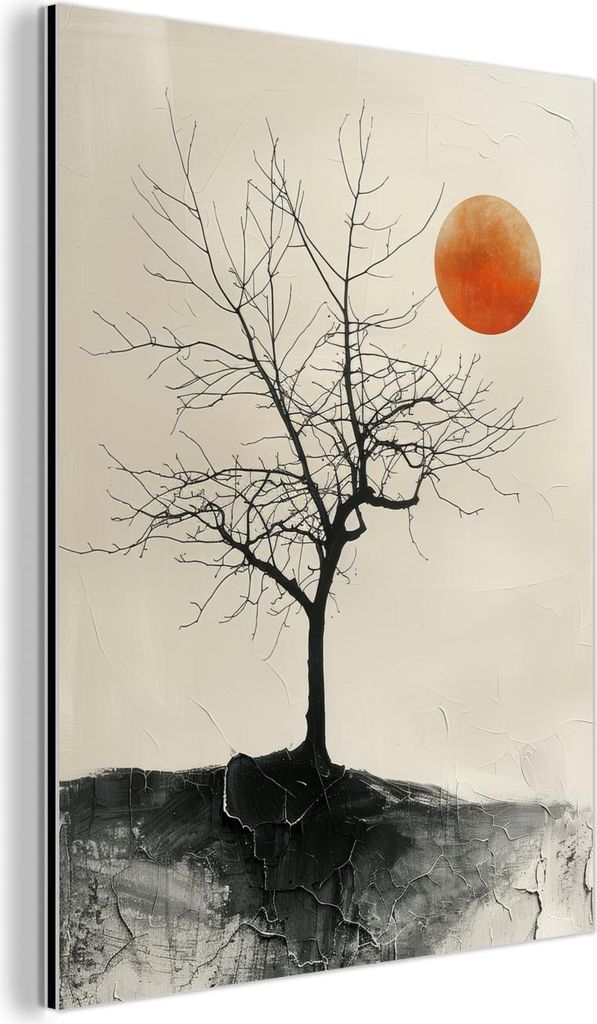 MuchoWow Wanddekoration Metall Metallbild Wandkunst 90x120 cm Baum - Sonne - Modern - Landschaft MuchoWow Aluminium Gemälde - Industrial