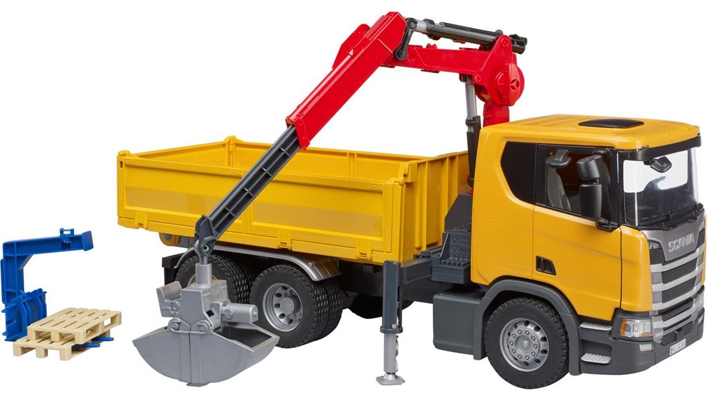 bruder ScaniaSuper 560R Baustellen-LKW Kran und 2 Paletten Produktbild 