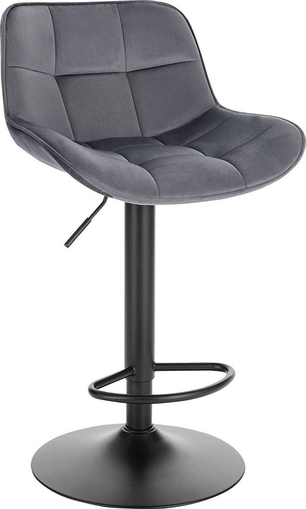 EUGAD 1 x Barhocker, höhenverstellbar, drehbar, Polsterhocker, Samt, Dunkelgrau