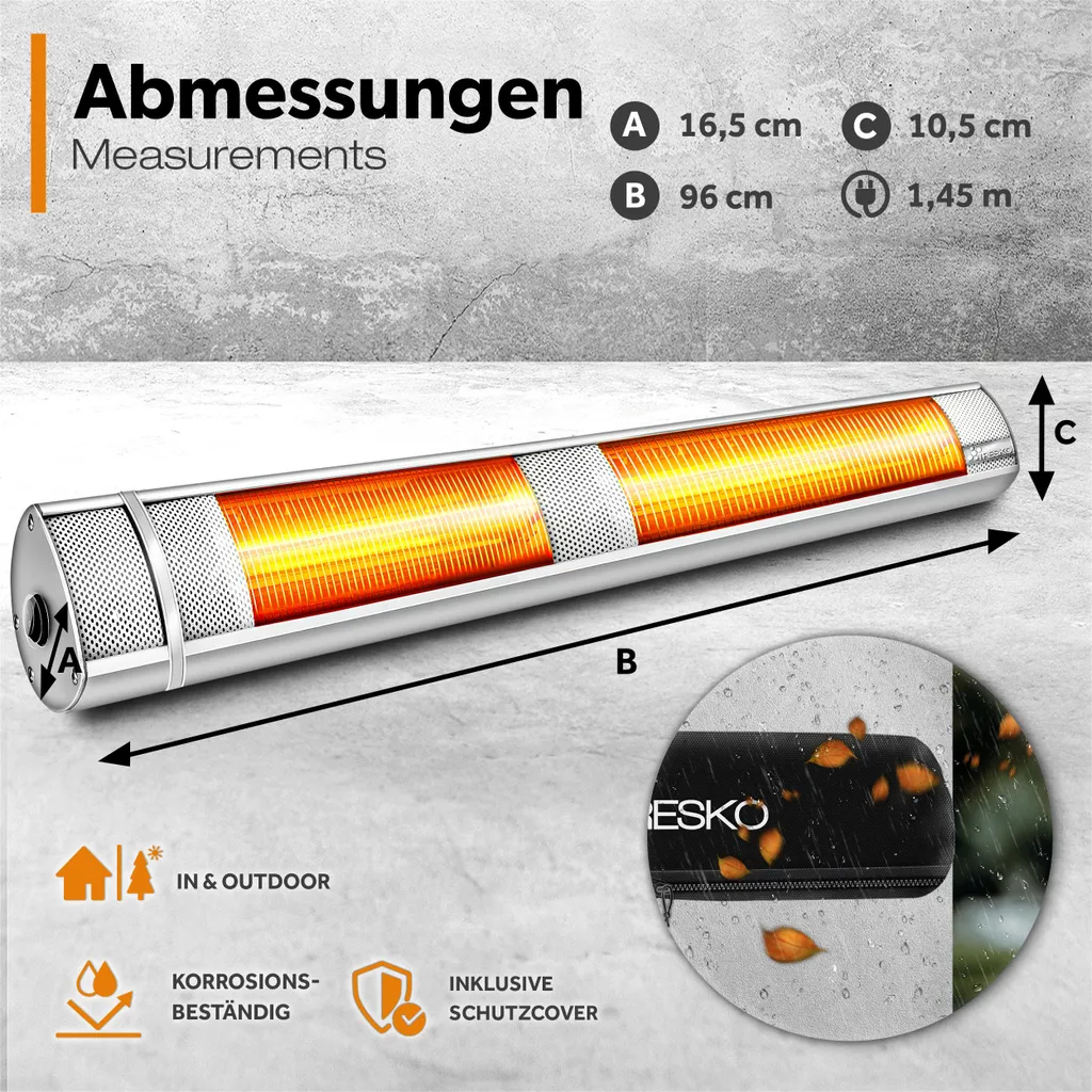 Chauffage Radiant 3000W à 3 Niveaux avec Télécommande et Couvercle - 5
