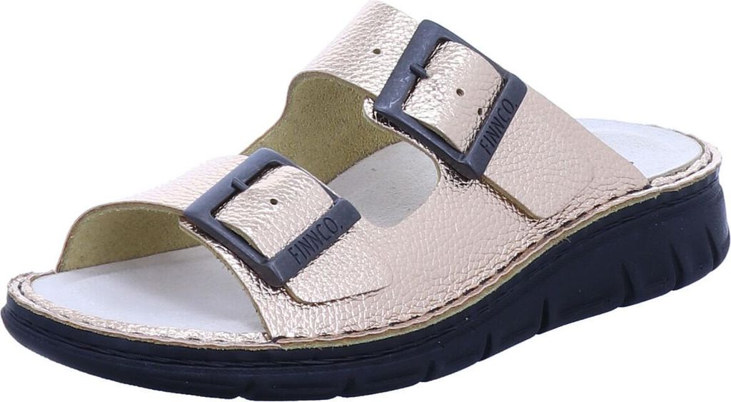 Finn Comfort Cayman - Soft Pantolette 81546-819367, Metallicleder,Kupfer-Hellbraun, Weiches Fußbett zum Wechseln 40