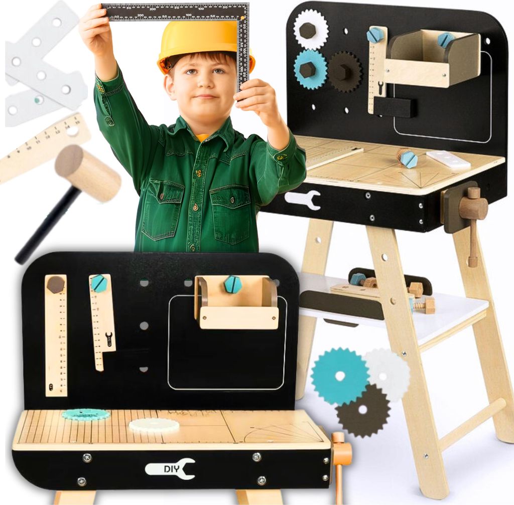 Holzwerkstatt für Kinder Set Werkzeuge Zubehör Geschenk Kind