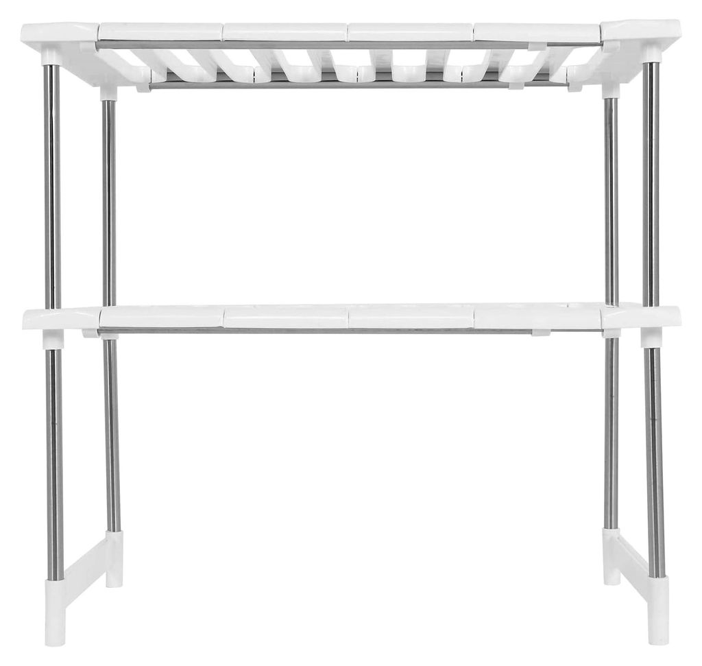 Organizer für unter der Spüle, Edelstahl-Organizer, 2-stufiges Design für Küchenschränke, verstellbar für einfache Montage, erweiterbares Lag...