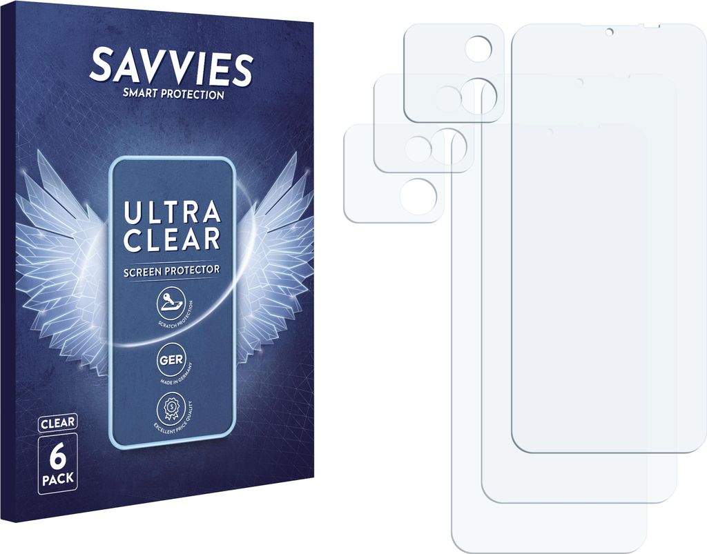 6x Für Aligator S6600 (Display+Kamera) Schutzfolie Savvies Displayschutz Display Schutz Folie Klar Transparent
