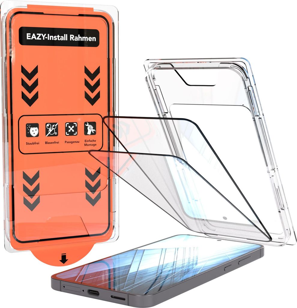 EAZY CASE - 2x Display Schutzglas kompatibel mit Samsung Galaxy S25 FE, Glasfolie als Schutz, Blasenfrei Transparent, 9H Glas Transparent Clear