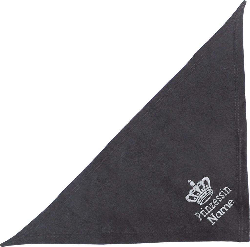 Schwarz 50 cm - Schecker besticktes Hundehalstuch mit Text Prinzessin + Krone + Hundename – Bandana hochwertig bestickt