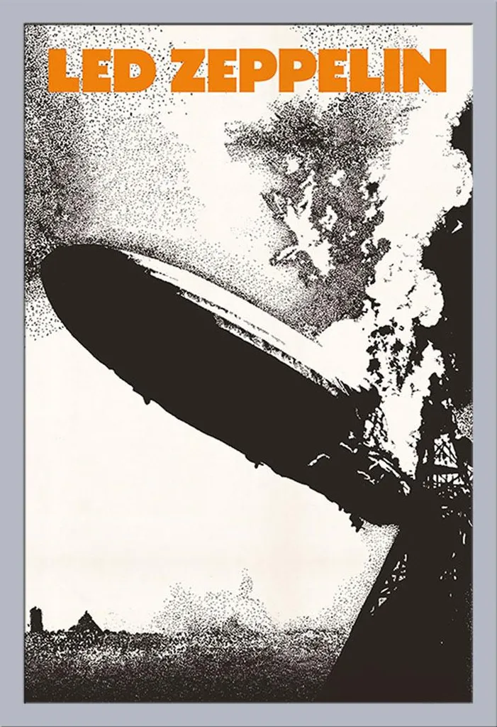 Poster Led Zeppelin avec Cadre Argenté 61x91,5 cm - Décoration Murale Rock