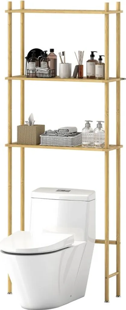 Étagère de Toilettes Fortuna Lai à 3 Niveaux en Bois Style Rustique