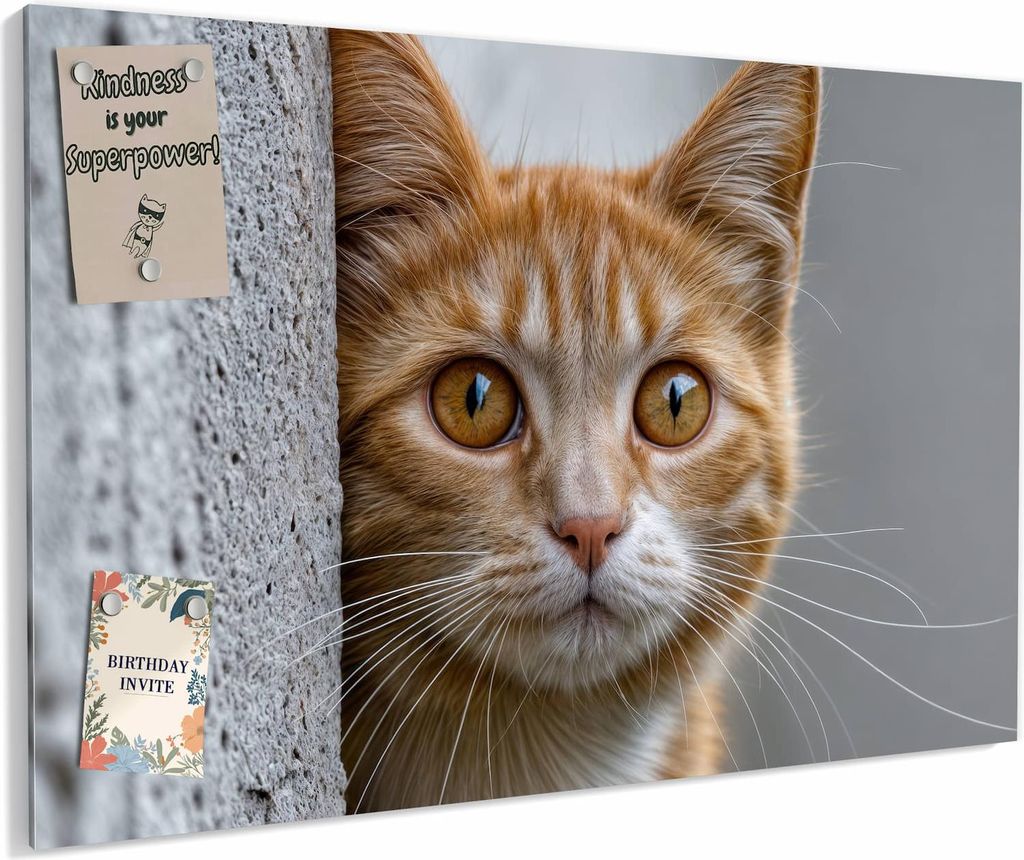 Magnettafel 90x60cm magnetisch & beschreibbar Metall-Board - Neugierige Katze