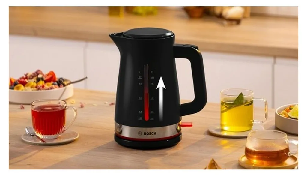 Bouilloire rapide 2400W Bosch TWK4M223 Noir avec triple sécurité d'arrêt