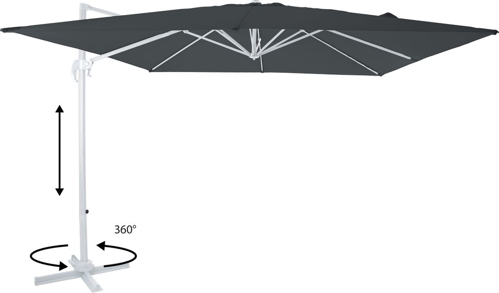 AXI Nima Ampelschirm Rechteakig 300 x 300 cm in Weiß / Grau | Sonnenschirm für Garten / Terrasse mit Aluminium Rahmen | Inkl. Kreuzfuß & Schutzh...