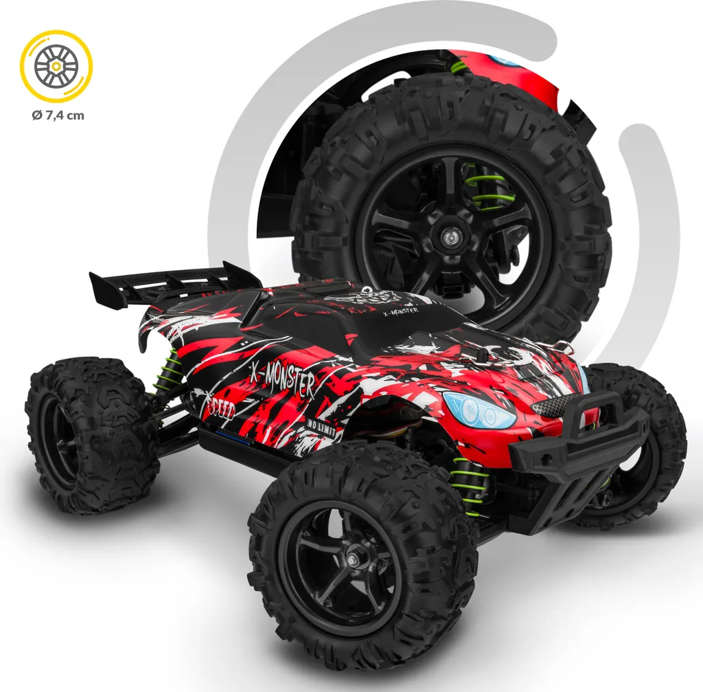 Voiture RC incassable 45 km/h X-Monster 3.5 avec 2 coques de rechange - 31