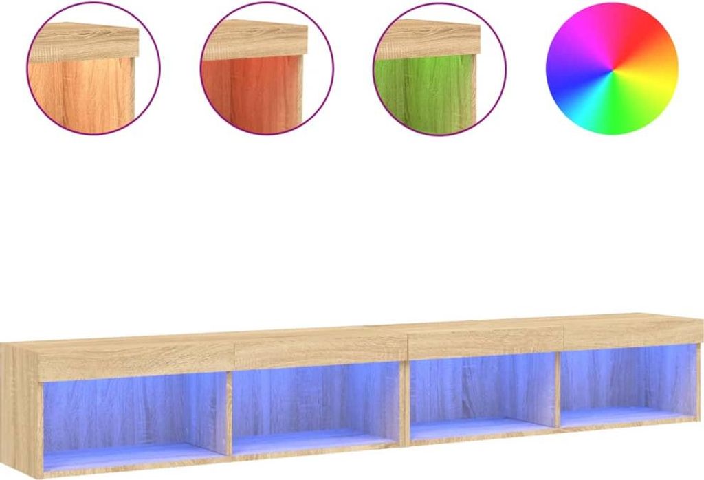 vidaXL TV-Schränke mit LED-Leuchten 2 Stk. Sonoma-Eiche 100x30x30 cm