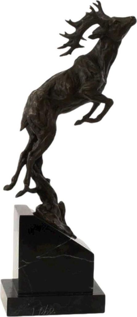Bronzeskulptur Bronzefigur Springender Hirsch
