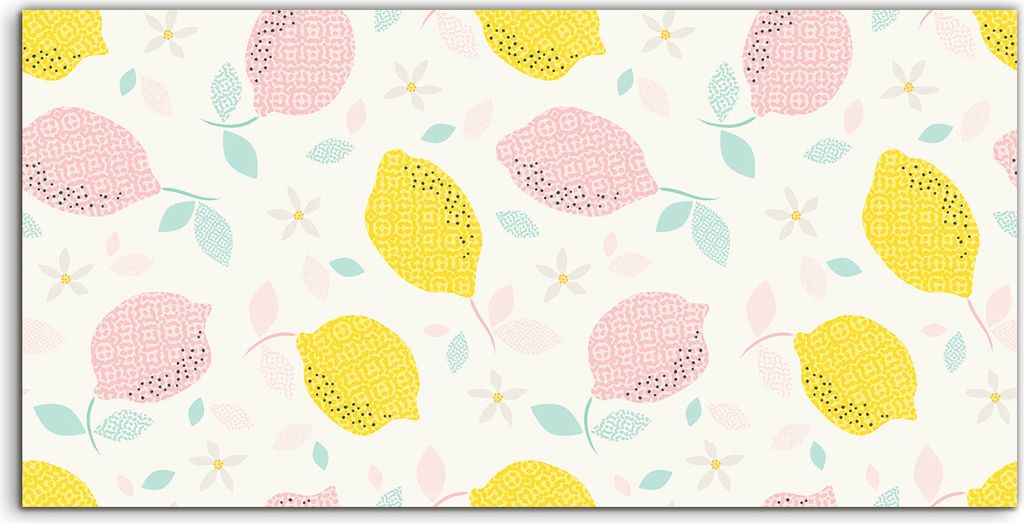 Coloray Glasbild 140x70 Wandbild Glasbilder Deko Natur pflanzen Zitrone Blüten