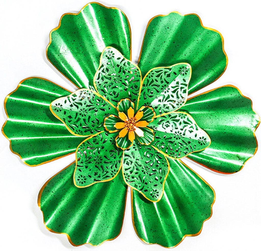 Metall Blume Wand Dekor Kunst Wandbehang für Indoor Outdoor Badezimmer Home Wohnzimmer Büro Garten Veranda Home, Grün