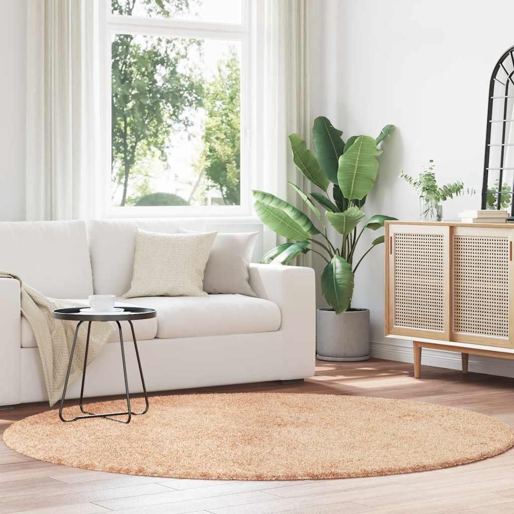 "im Angebot" Teppich Shaggy Hochflor NAVARRA Beige 200x200 cm Polyester - Designerteppiche CC18578