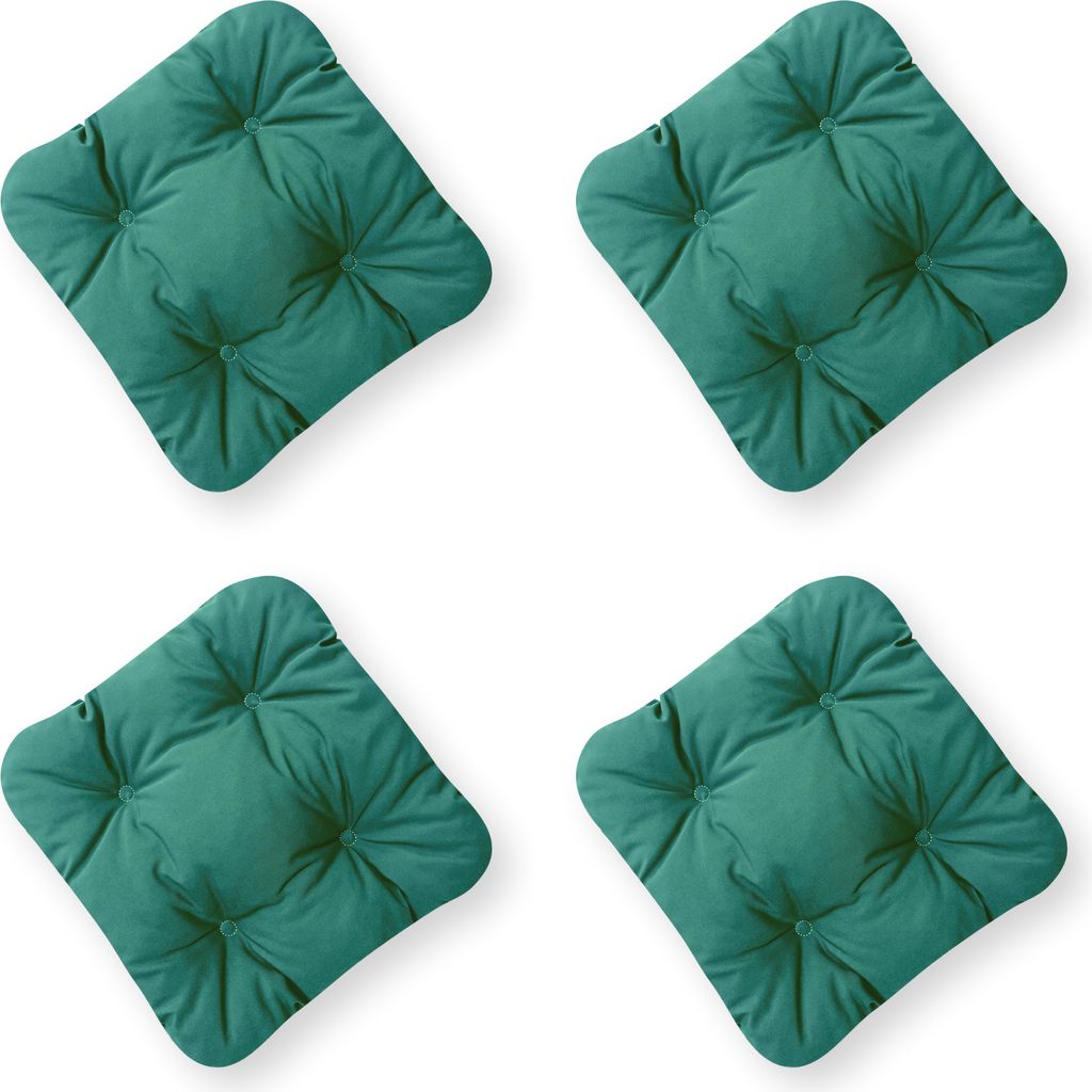 4L Textil 4er Set Stuhlkissen mit Bändern Kissen wetterfest Gartenstuhlauflagen UV-beständig Sitzkissen Outdoor (45x45 cm, 4 er Set, Grün)