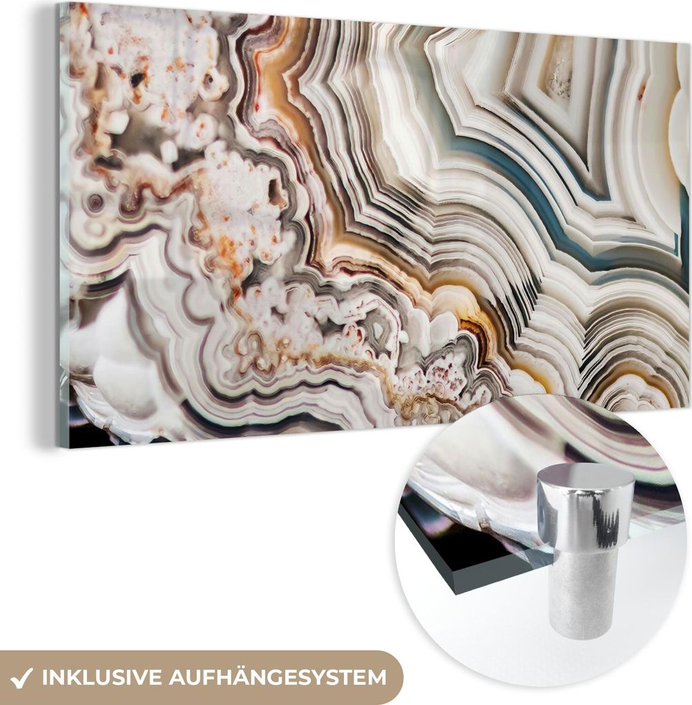 MuchoWow Glasbilder - Bilder auf Wandbild - Foto auf Glas Edelstein - Marmor - Natur - Abstrakt 80x40 cm Wanddekoration aus Glas - Acrylglasbild - ...