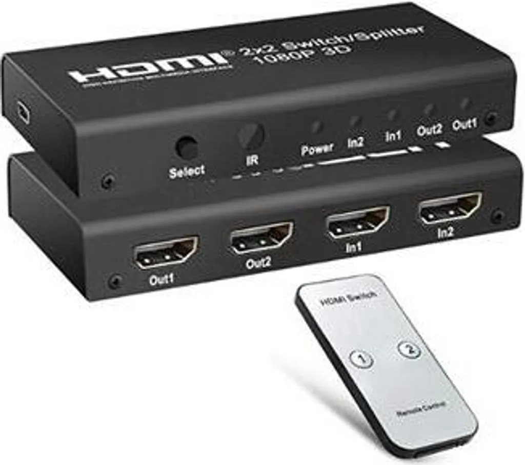 Commutateur HDMI 2x2 PremiumCord Full HD 1080p avec Télécommande IR