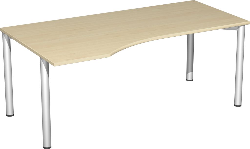 Geramöbel PC-Schreibtisch links feste Höhe, 1800x1000x720, Ahorn/Silber, S-550306-AS