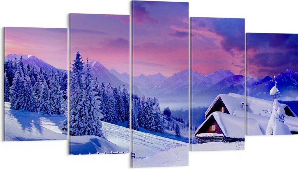 Bild auf Leinwand - Leinwandbild - Winter Landschaft Frost Schnee - 160x85cm - Wand Bild - Wanddeko - Leinwanddruck - Bilder - Kunstdruck - Wanddek...