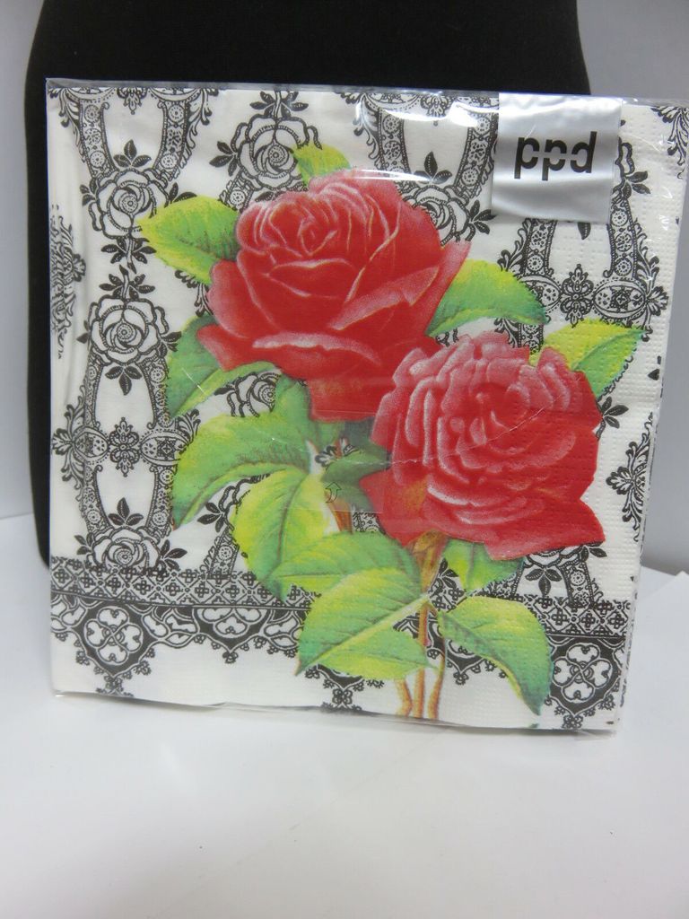 Servietten Rosen - Muster ** Retro Powder Rose white