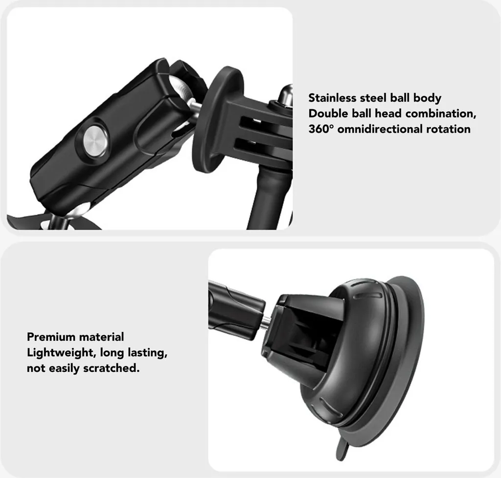 Supporto Auto Action Cam Pocket 3 | Ventosa Alluminio Pro 360° - 5