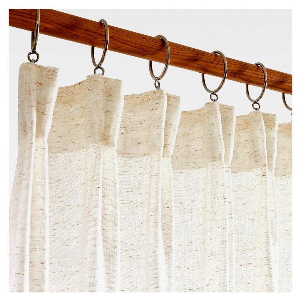Voile Vorhang mit Kräuselband, halbtransparente Dekoschals in Leinenoptik, 245x140cm, 2er Set