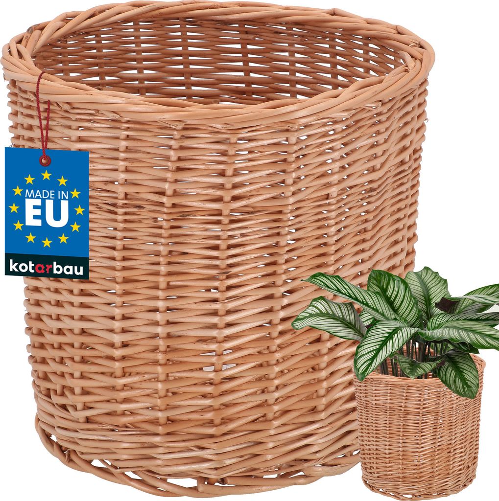 KOTARBAU Weidenkorb zum Bepflanzen Naturfarbe Höhe 23 cm 25 cm Übertopf Korb aus Weide Pflanzkorb geflochten Pflanzkörbe Outdoor Korbüber...