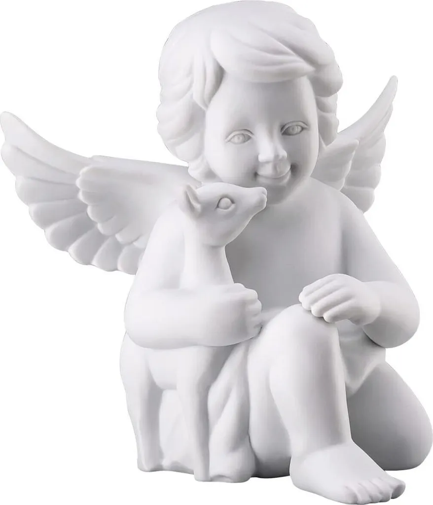 Rosenthal Ange avec Faon Grande Figurine Blanc Mat 69056-000102-90533