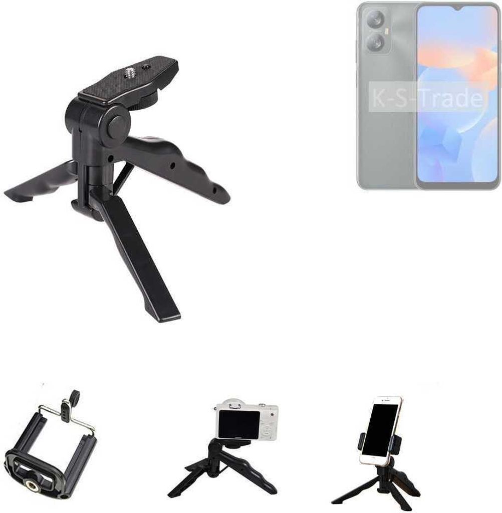 K-S-Trade Stativ Tisch-Ständer Dreibein Handy-Stativ Ständer kompatibel mit Blackview A52 Pro Mini-Stativ Smartphone Tripod Handy-Stativ aus Plastik