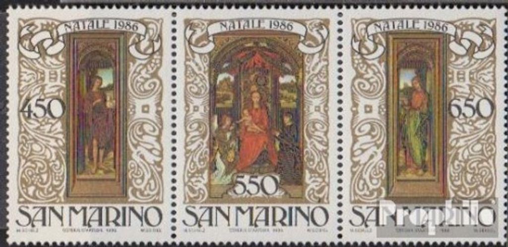Briefmarken San Marino 1986 Mi 1351-1353 Dreierstreifen (kompl.Ausg.) gestempelt Weihnachten