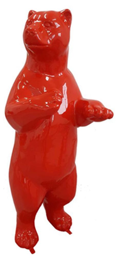 Design Dekoration Figur Bär aus Kunststoff Garten Skulptur Statuen 178cm Neu Rot