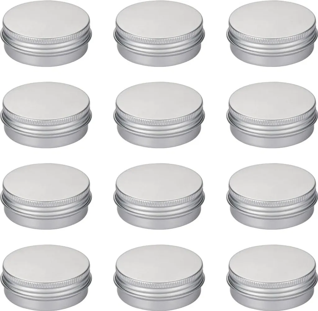 12 Pots en Aluminium Argent 30ml avec Couvercles à Vis pour Cosmétiques