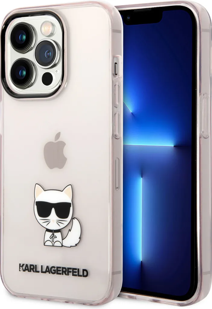 Karl Lagerfeld Klhcp14Lcttri Custodia rigida per Iphone 14 Pro 6,1 Różowy/Rosa Trasparente Corpo Choupette