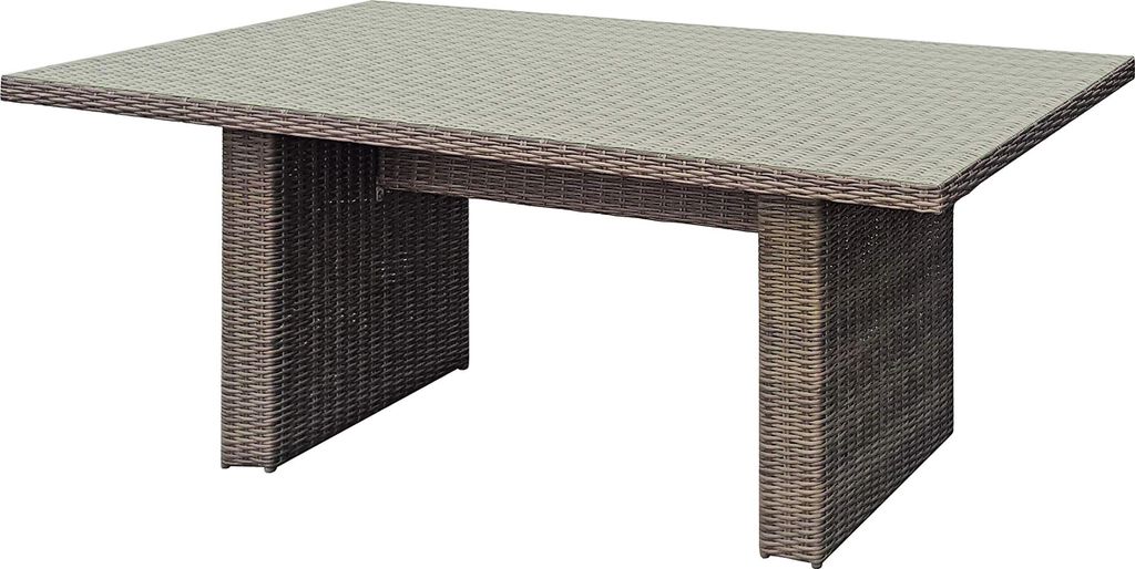 Gartentisch MIAMI - Glastisch, Kunststoff, Nelkenbraun, 200x100x75cm | Terrassentisch Wetterfest Outdoor Tisch