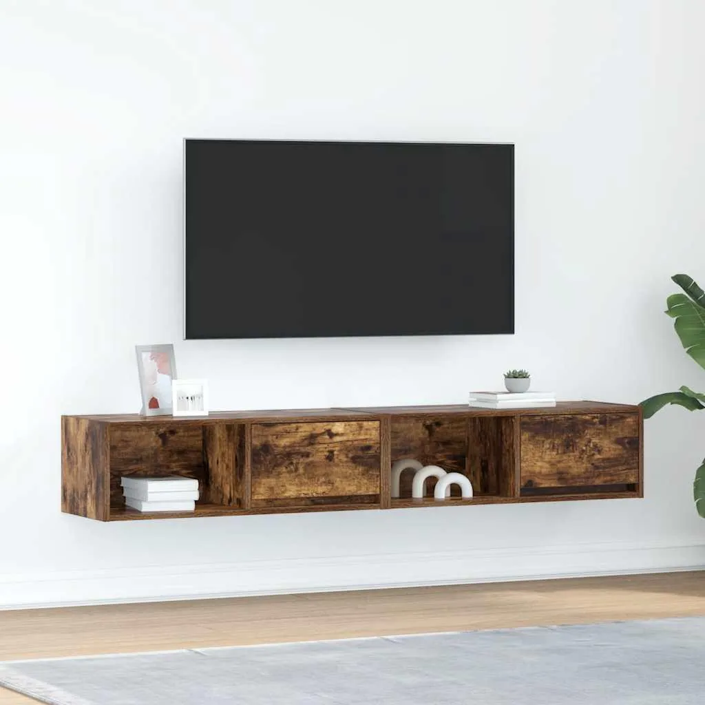 Set Mobile TV vidaXL Rovere Fumé per Gaming Station e Media Center