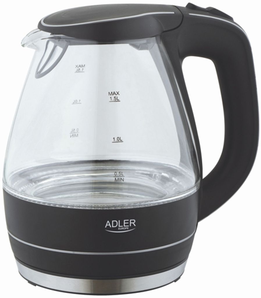 Adler AD 1224 Wasserkocher schwarz/transparent LED Produktbild 