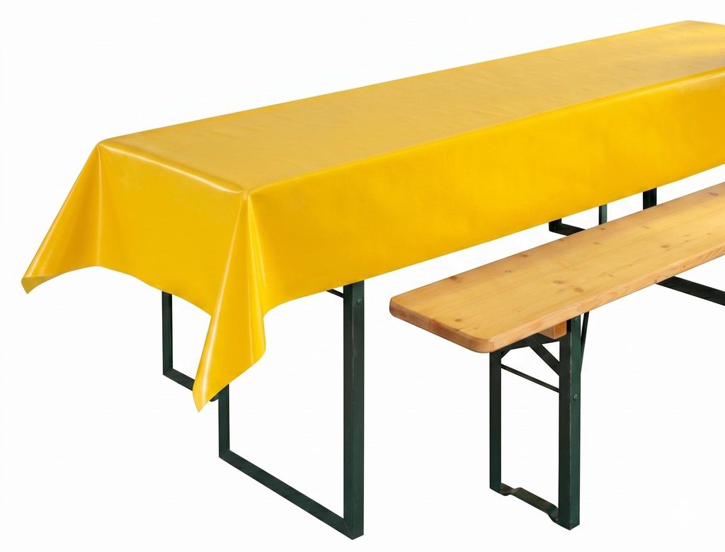 BEAUTEX Tischdecke abwaschbar 100x250 cm für Biertisch, viele Farben,Gelb, (Eckig250x100cm)