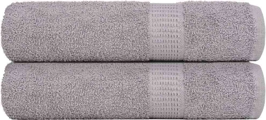 Asciugamani Grigio 50x100 FROGN | Set 2 Pezzi Spugna Cotone 360g