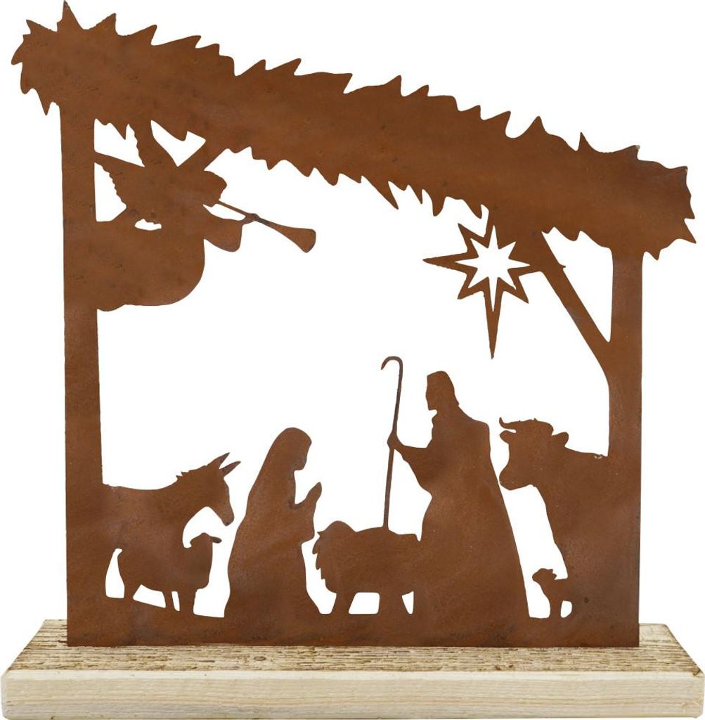 Badeko Krippe Weihnachten 30 x 30 cm rostbraun