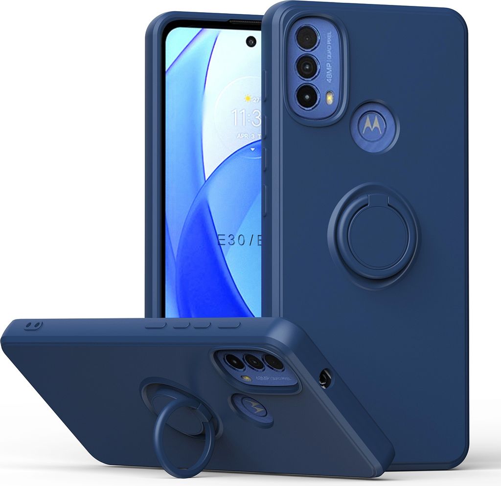 Moto E20 / E30 / E40 Handyhülle, Ring Halter Ständer Kratzfeste Weiche Silikon schutzhülle für Motorola Moto E20 / E30 / E40