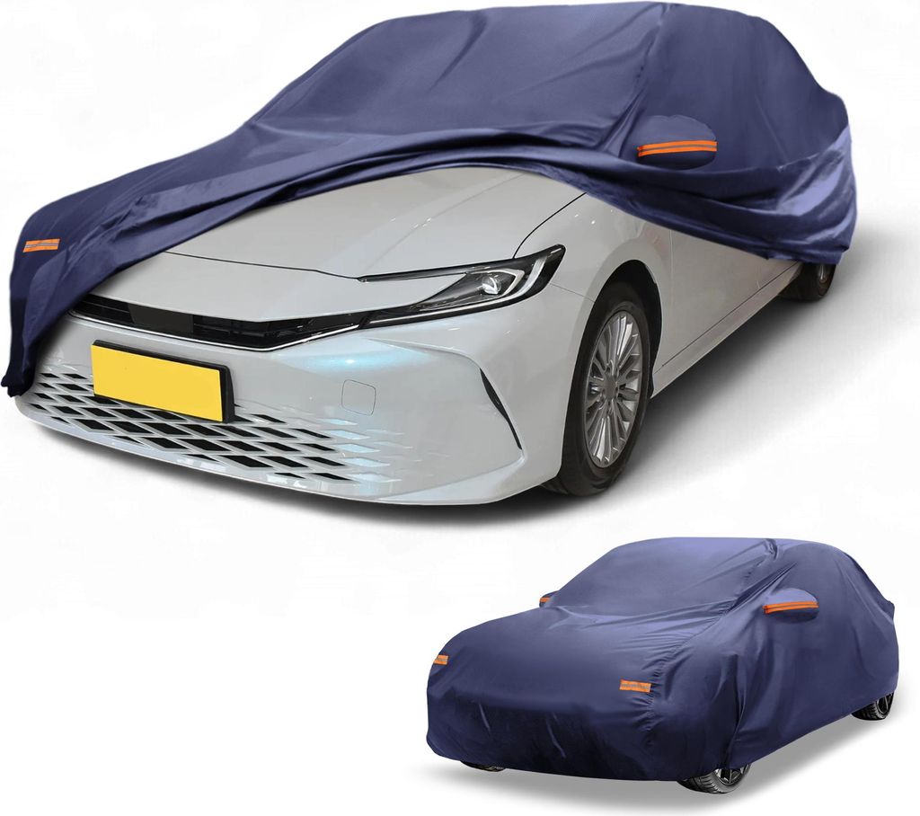 1 Stk. Universal Autoabdeckung Wasserdicht Alle Wetter Automobil Außen Anti-UV Sonnenregenschutz 190T-PU Marineblau Passend für Limousine Länge ...