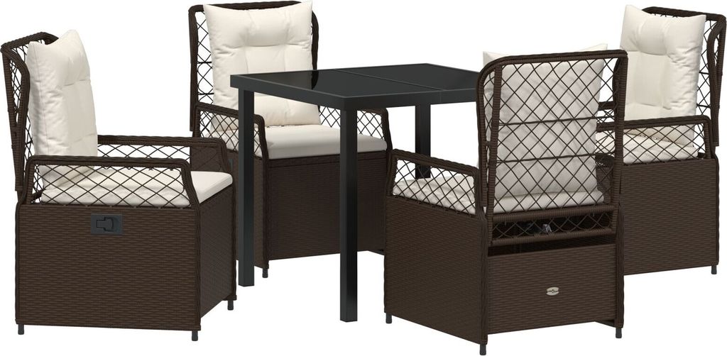 Möbel 5-teiliges Garten-Ess-Set Braunes Poly-Rattan - Gartenstühle 3380989